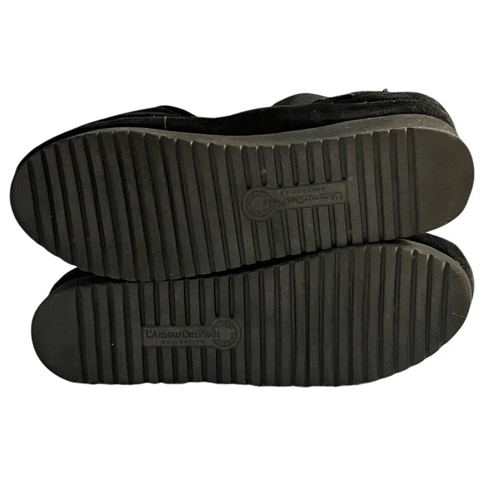 L'Amour Des Pieds Amadour Peep Toe Wedge shoe black suede sandal leather 7 comfy